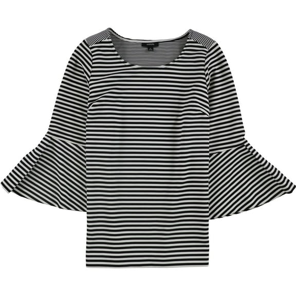 Alfani Womens Striped Pullover Blouse, Black, Large