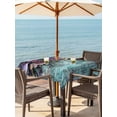 thumbnail image 4 of Square Outdoor Tablecloth with Umbrella Hole Spring Floral Outside Table Cloth Waterproof Patio Table Cover Blue Mottled Walls Vintage Garden Pastoral Zipper Tablecloths for Picnic Camping 60x60 Inch, 4 of 8