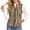 Brown Beige Zebra Stripe, variant on Red Black Leopard Print Women's Quilted Puffer Vest Sleeveless Jacket with Pockets Padded Gilet Stand Collar, Casual Daily Wear for Office & Work Settings and Outdoor Activities, XL