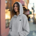 thumbnail image 5 of Dalix Butterfly Embroidery Relaxed Hoodie Soft Fleece Sweatshirt Drawcord Fit Lounge Womens in Heather Gray XL X-Large, 5 of 5
