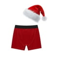 thumbnail image 4 of ZDHOOR Mens Santa Claus Costume Christmas Flannel Boxer Shorts G Red XL, 4 of 6