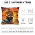 thumbnail image 5 of Vintage Boat Throw Pillow Cushion Case , Sunset Sailing Old Boat Horizon Dramatic Ocean Dawn Seagulls Flying, Modern Accent Double-Sided Digital Printing,, Maroon Orange Black, 5 of 5