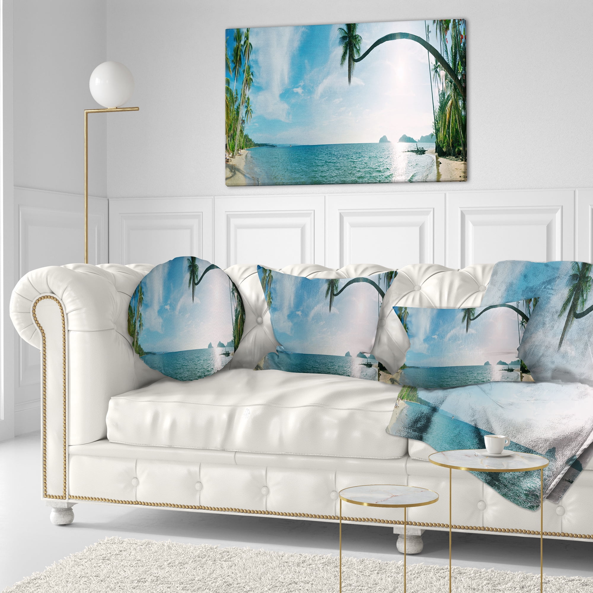 Designart Tropical Beach Panorama - Photography Throw Pillow - 12x20