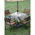 thumbnail image 4 of Outdoor Tablecloth with Umbrella Hole for Patio/Picnic/Party/Camping, Blue Jellyfish Coastal Waterproof Table Cloth Square Cover Washable, Beach Starfish Nautical Coral Retro (60"x 60"), 4 of 8