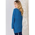 thumbnail image 3 of Basic Bae Ribbed Half Button High Low T Shirt Women’s Stylish Long Sleeve Casual Top, 3 of 10