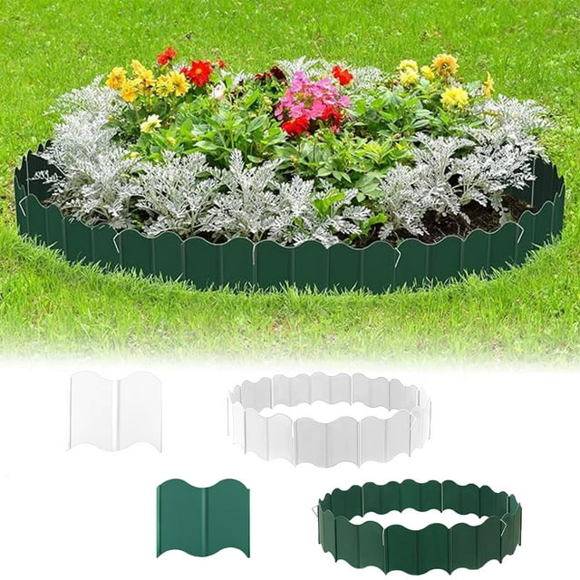 Garden Fence Edging 1PC,Plastic Landscape BorderFlexible Border Kit for Flower Beds & Lawn Protection, Secure Yard Barrier(White)