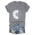 thumbnail image 4 of Gray Young Adult Tops Women's Sunshade Summer T Shirt Plus Size Loose Top Top Girls Short Sleeve Graphic Casual V Neck T Shirt Going Out Tops for Women, 4 of 4