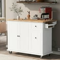 53.9" W Kitchen Cart, Kitchen Island With 3layer Pullout