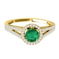 thumbnail image 2 of Aonejewelry 1.15 Ct. Ttw Split Shank Diamond and Emerald Ring In 14k Yellow Gold, 2 of 4