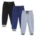 thumbnail image 2 of HILEELANG Toddler Boys Jogger Sweatpants 3-Pack, 100% Cotton French Terry Pants with Drawstring and Pockets,colors—black, gray, and navy, Sizes 3T, 2 of 10