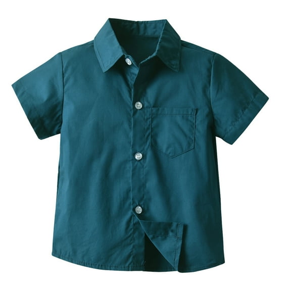 Summer Little Boys Shirt, Short Sleeve Lapel Single-breasted Top