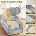 thumbnail image 6 of Stainless Steel Litter Box with Lid, 28"  Large Enclosed Covered Cat Litter Box for Multiple Cats, 6 of 8