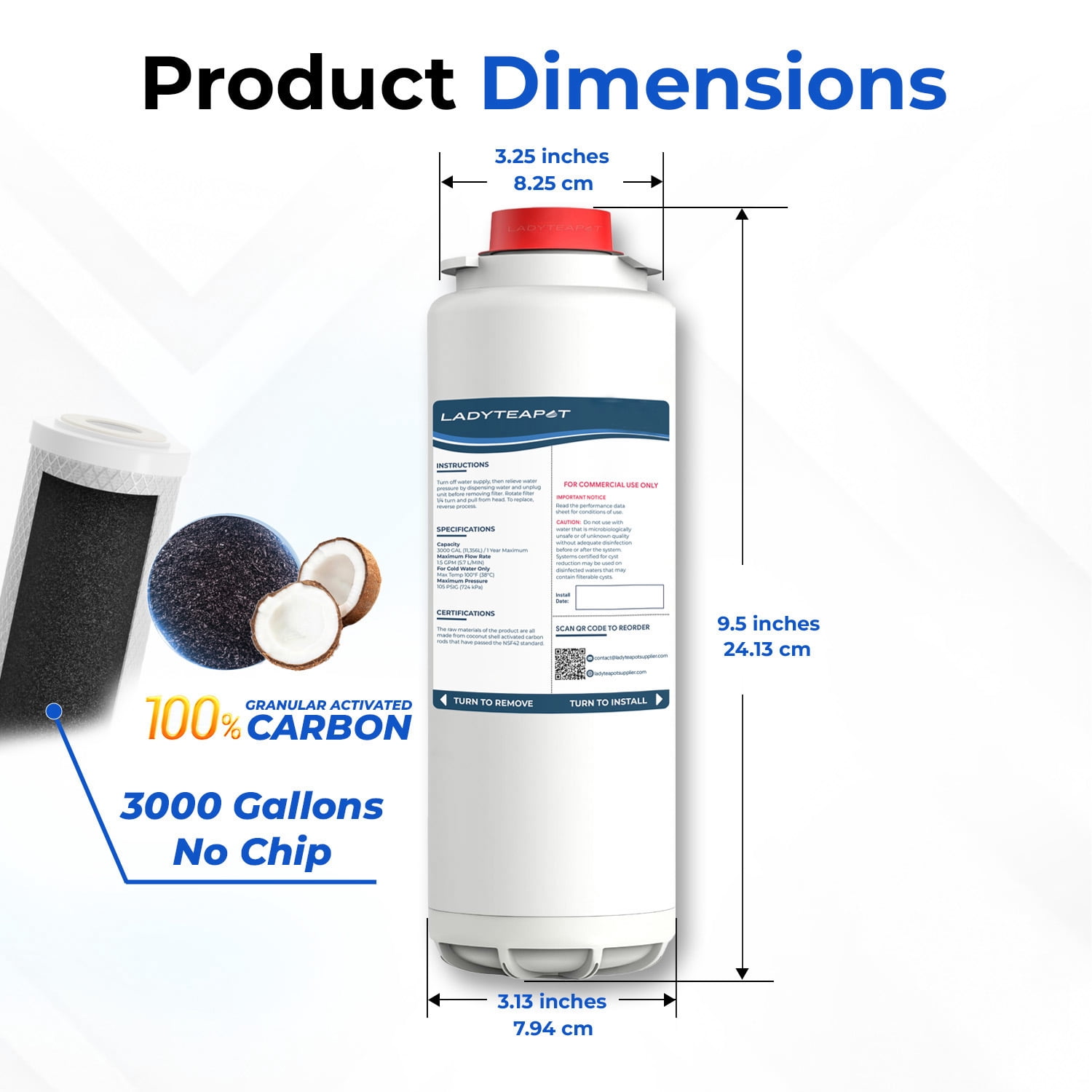 Water Filter Replacement Compatible With Elkay 51300C WaterSentry EWF3000, ezH20 Bottle Filling Stations (No Chip - 1 Pack)