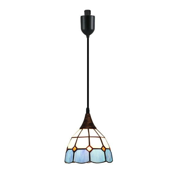Kiven H-Type Track Lighting Light fixture,Single Light Baroque Halo Track Pendant Light with Built-in Cable Wrapper and Glass Lampshade, Adjustable Length for Kitchen Island Shop Bedroom