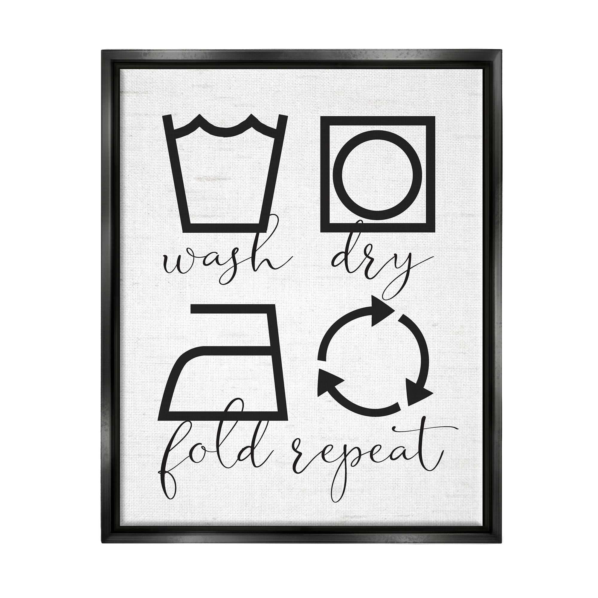 Stupell Industries Helpful Laundry Symbol Calligraphy Guide Chart Graphic Art Metallic Gold Floating Framed Canvas Print Wall Art, Design by Lettered and Lined