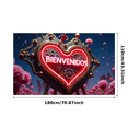 thumbnail image 1 of Heart Shaped Neon Banner with Steampunk Elements and Welcome Message in Spanish Party Decorations Backdrop Photography Props Event Decors Gatherings Celebrations, 1 of 4