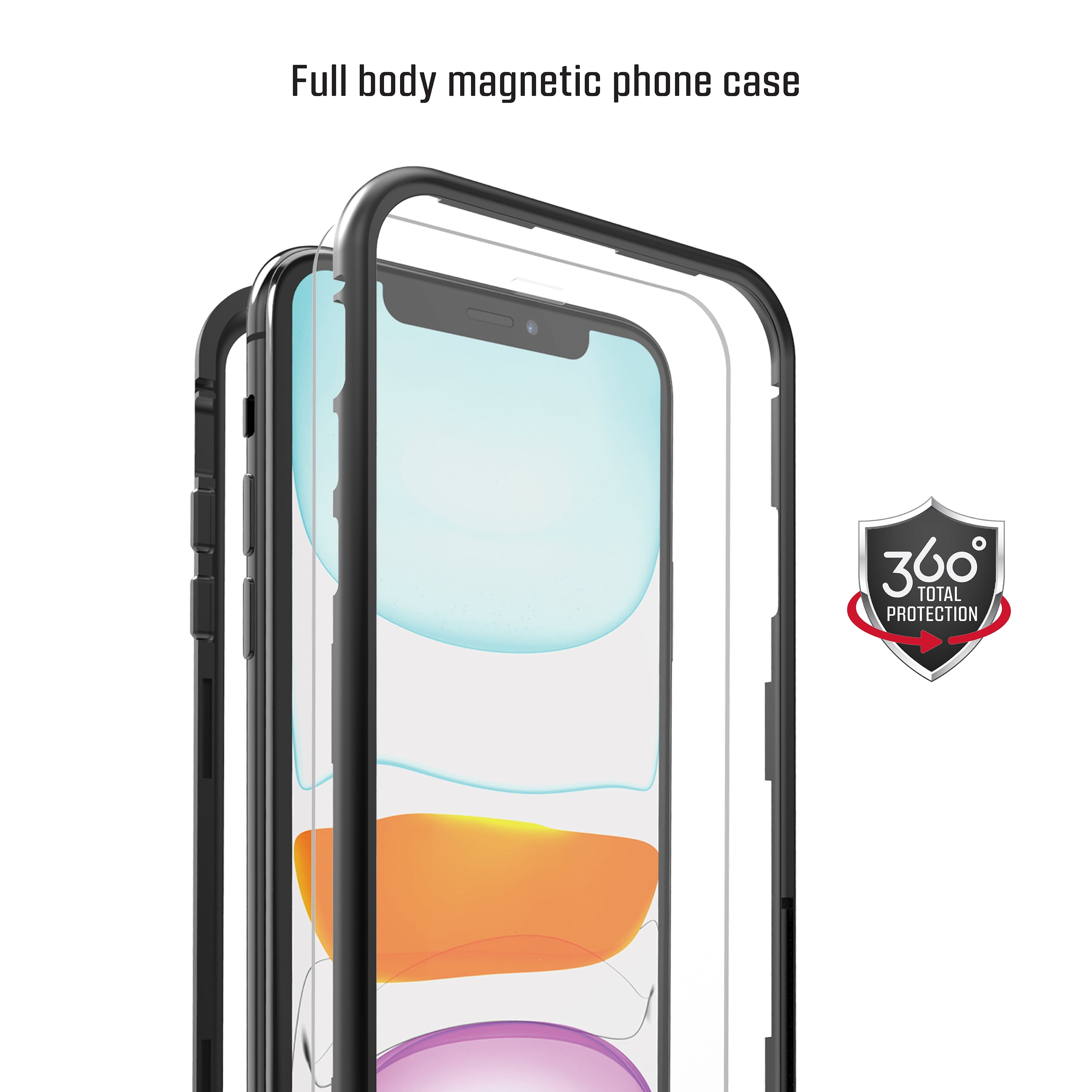 ProGlass 360 – Full Body Shock-Absorbing Magnetic Phone Case with 360° Protection, Shatter & Smudge Resistant HD Glass Screen Protector, Sleek & Lightweight Design for iPhone 11