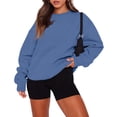 thumbnail image 2 of Lumtrix Womens Oversized Sweatshirt Casual Long Sleeve Crewneck Drop Shoulder Pullover Retro Work Holiday 2026 Fall Winter Tops Blue S, 2 of 6