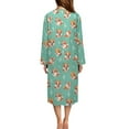 thumbnail image 2 of Yuyamidu Cute Corgi Zipper Front Robes for Women with Pockets Dog Bathrobe Lightweight Long Sleeve Robe Size M Soft House Coat Green Mid-Calf Length Nightgown, 2 of 7