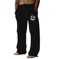 thumbnail image 2 of TrendOFT Baggy Wide Leg Sweatpants for Men Open Bottom Graphic Straight Leg Casual Loose Fit Running Athletic Sweat Lounge Pants with Pockets Black L, 2 of 5