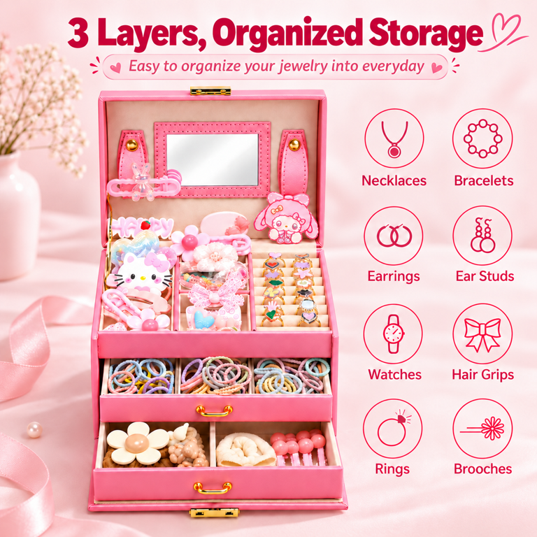 JoyStone 3-Layer Leather Jewelry Box with Lock photo 4