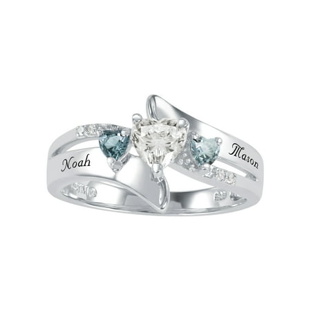 Keepsake Personalized Family Jewelry Genuine Birthstone Women's Heather Ring in Sterling Silver