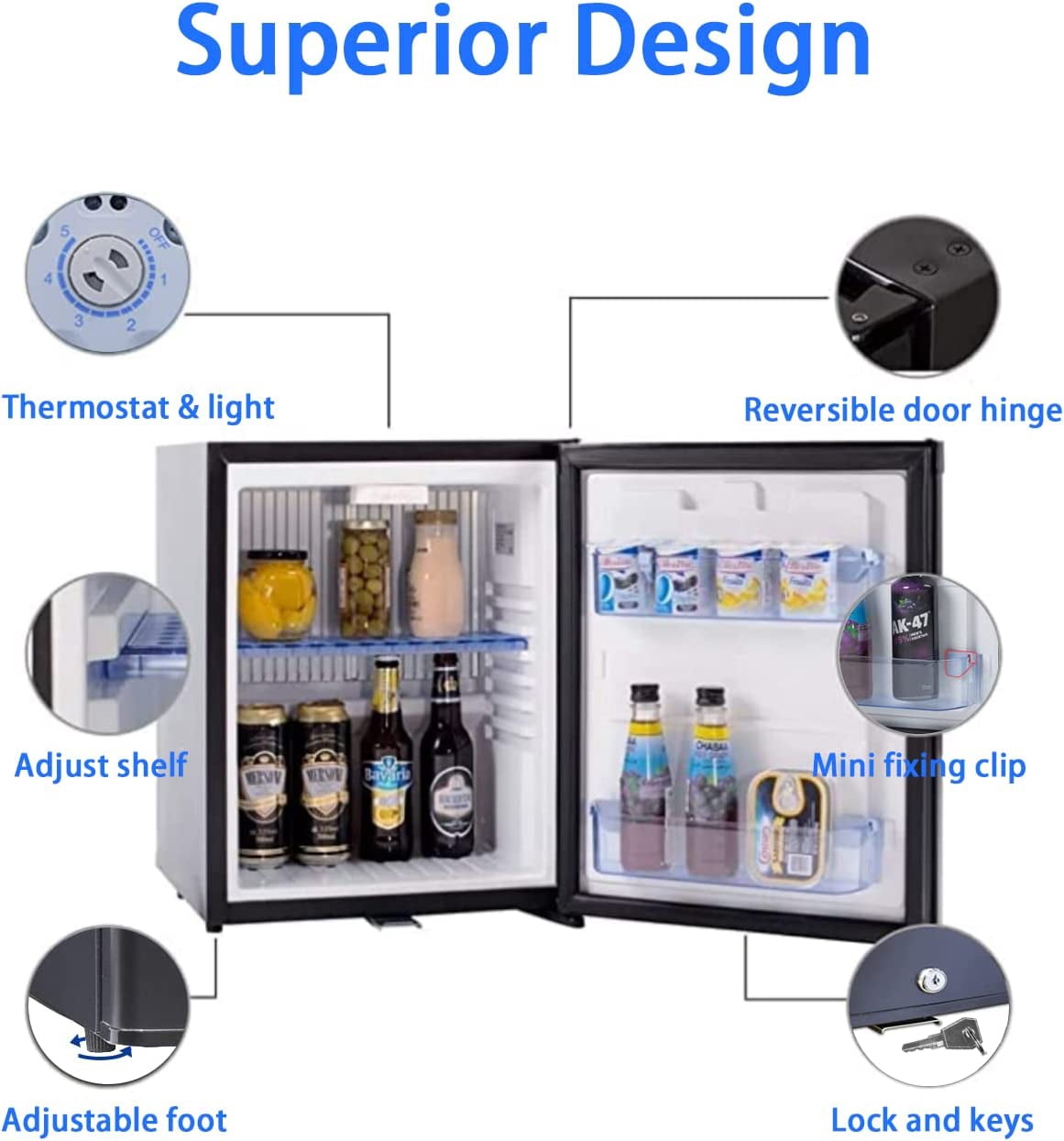 Smad Mini Refrigerator AC110 DC 12V Fridge 1.0 Cu ft Freightliner Cascadia Reversible Door