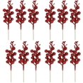 thumbnail image 1 of Tallos de bayas con purpurina, 12 piezas de selecciones de bayas de Navidad, ramas de tallo de bayas de frutas artificiales, guirnaldas de árbol de Navidad, decoraciones para fiestas navideñas(rojo) brillar Electrónica, 1 of 5