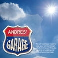 thumbnail image 5 of Andres's Garage 6 inch X 6 inch Shield Shaped Commercial Grade Plastic Sign Weather Resistant, UV Protected To last, Gift for Dads and Uncles Classic Americana Crafted in the USA, 5 of 6