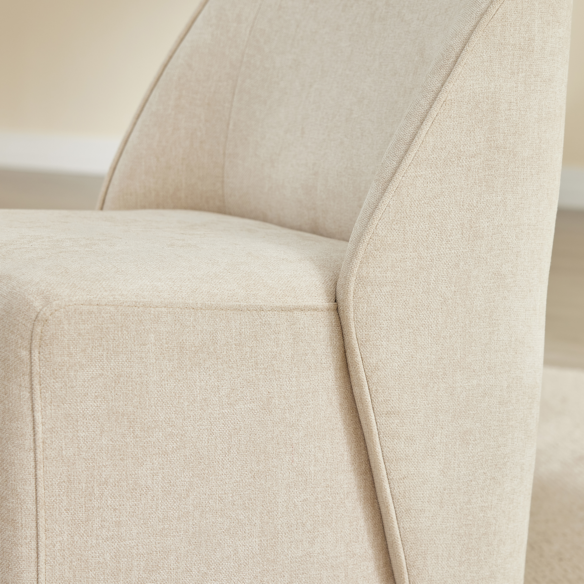 Spruce & Spring Rolling Upholstered Dining Chair with Smooth Hidden Casters Set of 2, Linen