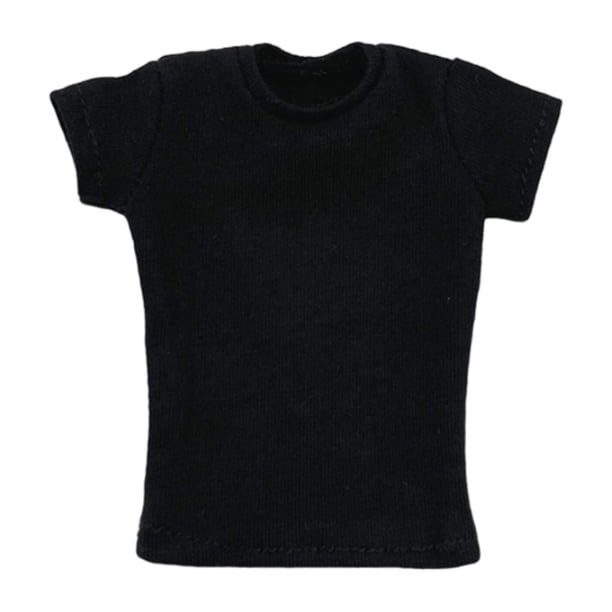 Camiseta de moda a escala 1/12, ropa para muñecas masculinas de 12 pulgadas, modelo de muñeca para vestir Negro
