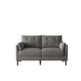 thumbnail image 5 of 57.5" Loveseat Cloth Sofa, Modern Compact Cotton Linen Thick Cushioned Sofa with Metal Legs and Two Armrests for Living Room, Dark Gray, 5 of 7
