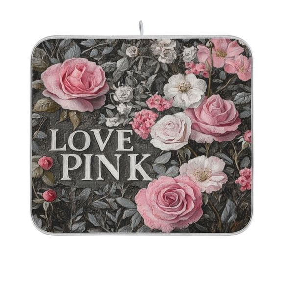BZSMCE Dish Drying Mat Seamle Of Roses Pattern Design Drying Mats