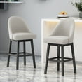 thumbnail image 2 of Noble House Graham Modern Upholstered Swivel Bar Stool, Wheat, Espresso, 2 of 9