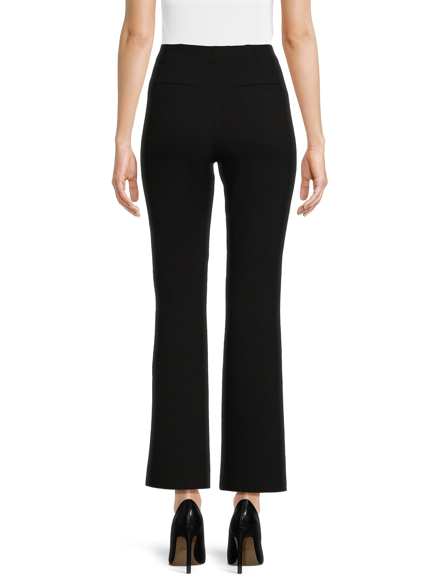 Time and Tru Women's Flare Ponte Pants, 2-Pack, 30" Inseam for Regular, Sizes XS-XXL