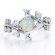 thumbnail image 1 of JeenMata Anillo de Compromiso con Ópalo de Fuego Mexicano de 0,75 ct y Moissanita, Engaste de Tensión Estilo Catedral, Chapado en Oro Blanco de 18 K sobre Plata, 1 of 6