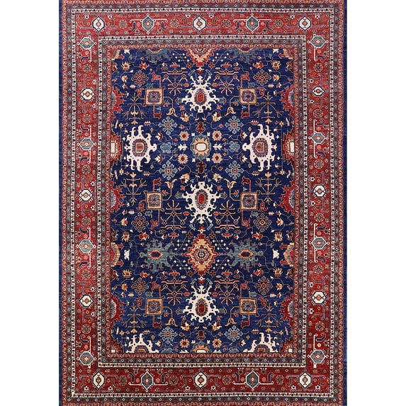 Ahgly Company Indoor Rectangle Mid-Century Modern Rose Purple Oriental Area Rugs, 8' x 12'