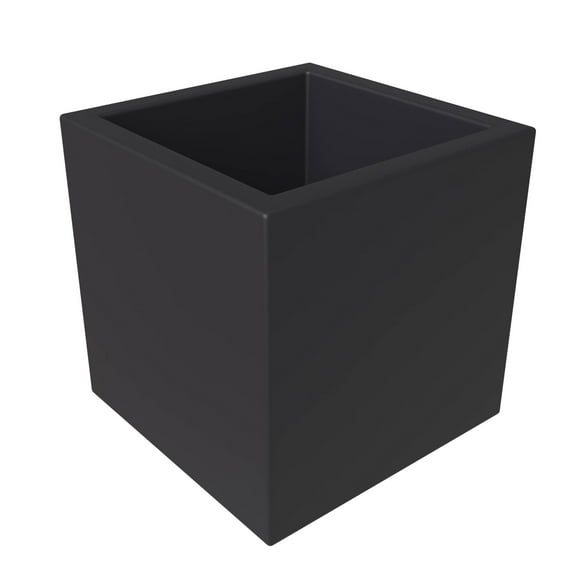 LeisureMod Fern Fiberstone and MGO Clay Planter, Mid-Century Modern Square Planter Pot for Indoor and Outdoor (Black, 12 Inch)