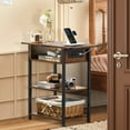 thumbnail image 5 of Narrow End Table with Charging Connection, 3 Tier Slim Side Table with Storage Shelf for Small Spaces, Maple End Tables Small Nightstand Magazine Rack for Bedoom, 5 of 8