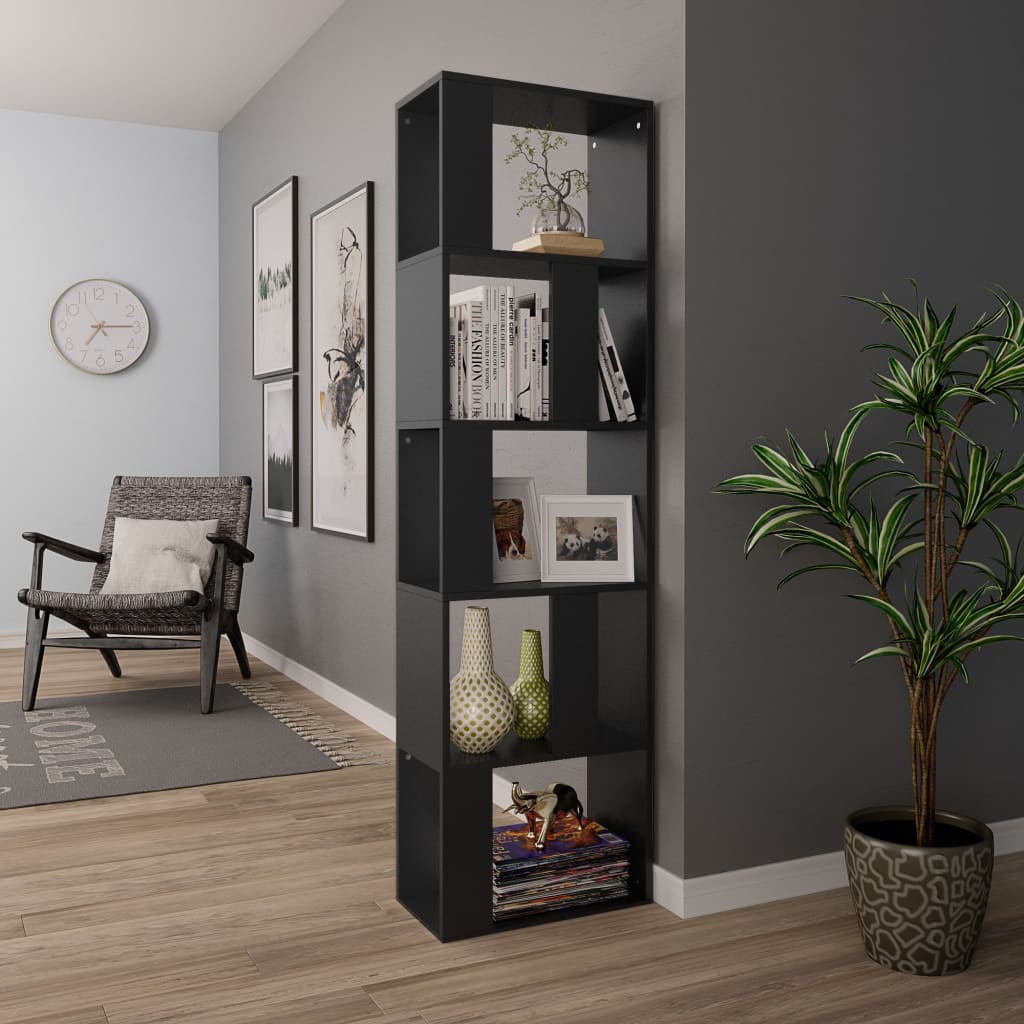 Kepooman Modern 5-Tier Vertical Corner Bookcase for Office Living Room Bedroom, 17.7" x 9.4" x 62.6", Black Kepooman Modern 5-Tier Vertical Corner Bookcase for Office Living Room Bedroom, 17.7" x 9.4" x 62.6", Black