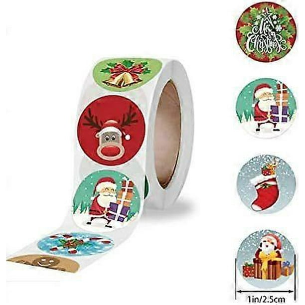 1000 Pcs Christmas Stickers, 2 Rolls 1.0" Round Stickers - Self-Adhesive Christmas Tags & Gift Labels for Kids Presents