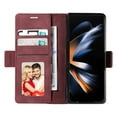 thumbnail image 4 of SaniMore for Samsung Galaxy Z Fold 5 7.6" Case Multi-Functional Magnetic Clasp Wallet, Premium PU Leather Cover Built-in RFID Blocking Card Holder Kickstand Shockproof Protective Shell, Winered, 4 of 7