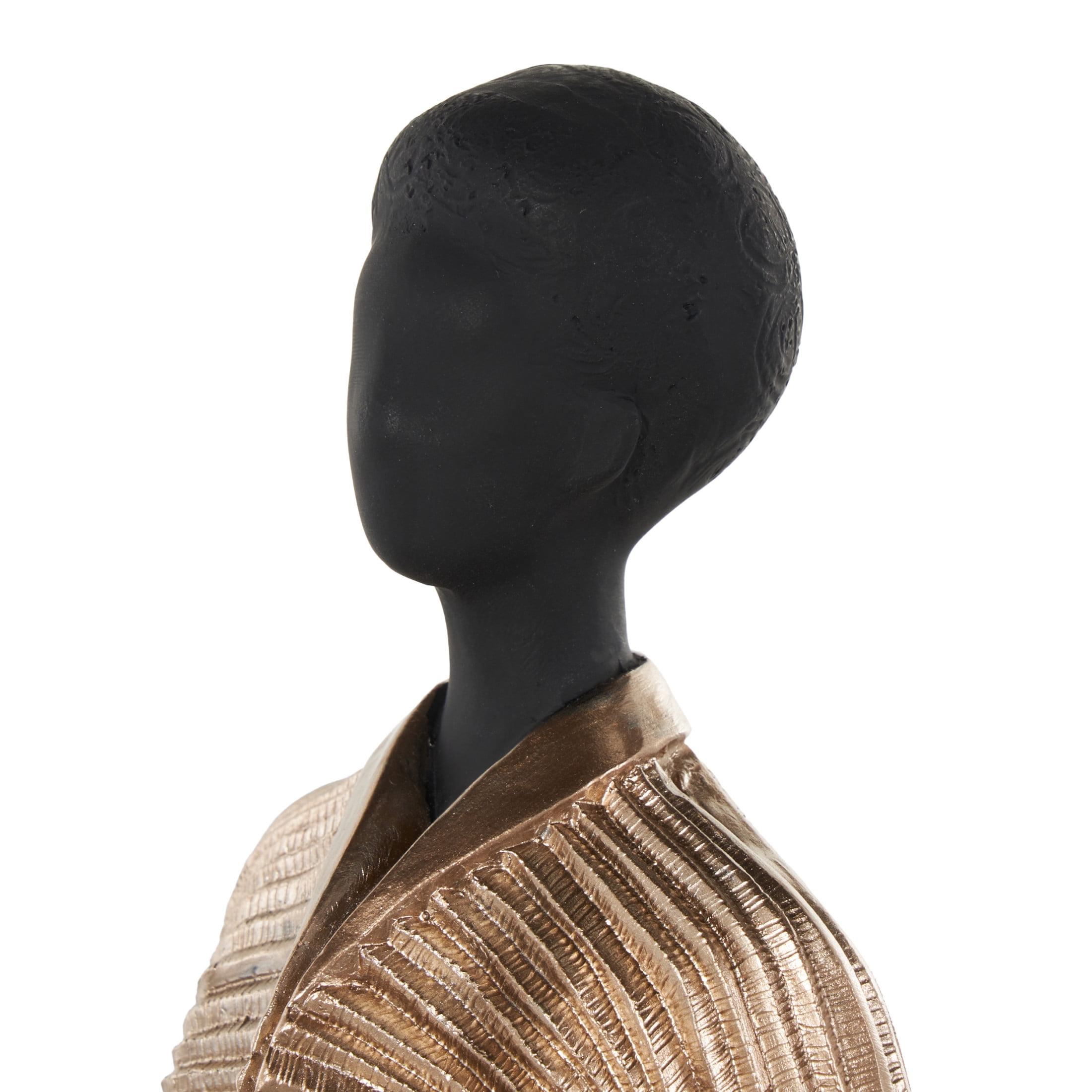 7" x 18" Black Polyresin Woman Sculpture with Ivory Attire, by DecMode