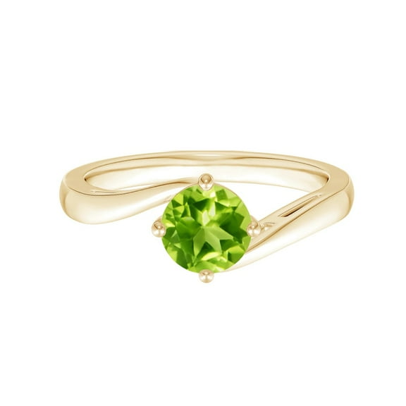 Stackable 0.75 Ctw Round Peridot 925 Sterling Silver Yellow Plated Wedding Ring
