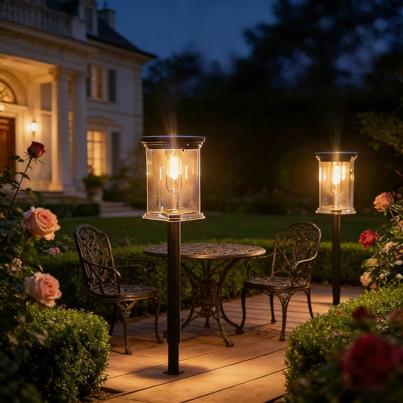 ddioayh Solar Outdoor Lights Waterproof IP65 Rated Solar Powered With Vintage Filament Bulb 41cm/16.1in For Yard Patio Garden Camping Decoration Easy Installation