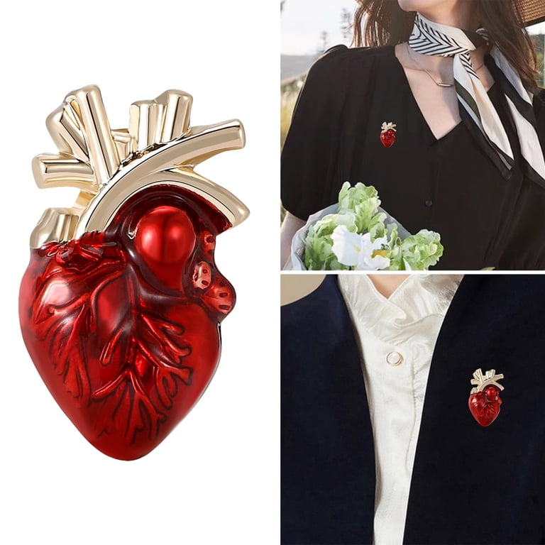 Human Body Organ Pin Heart Shaped Brooch Elegant Jackets Bag