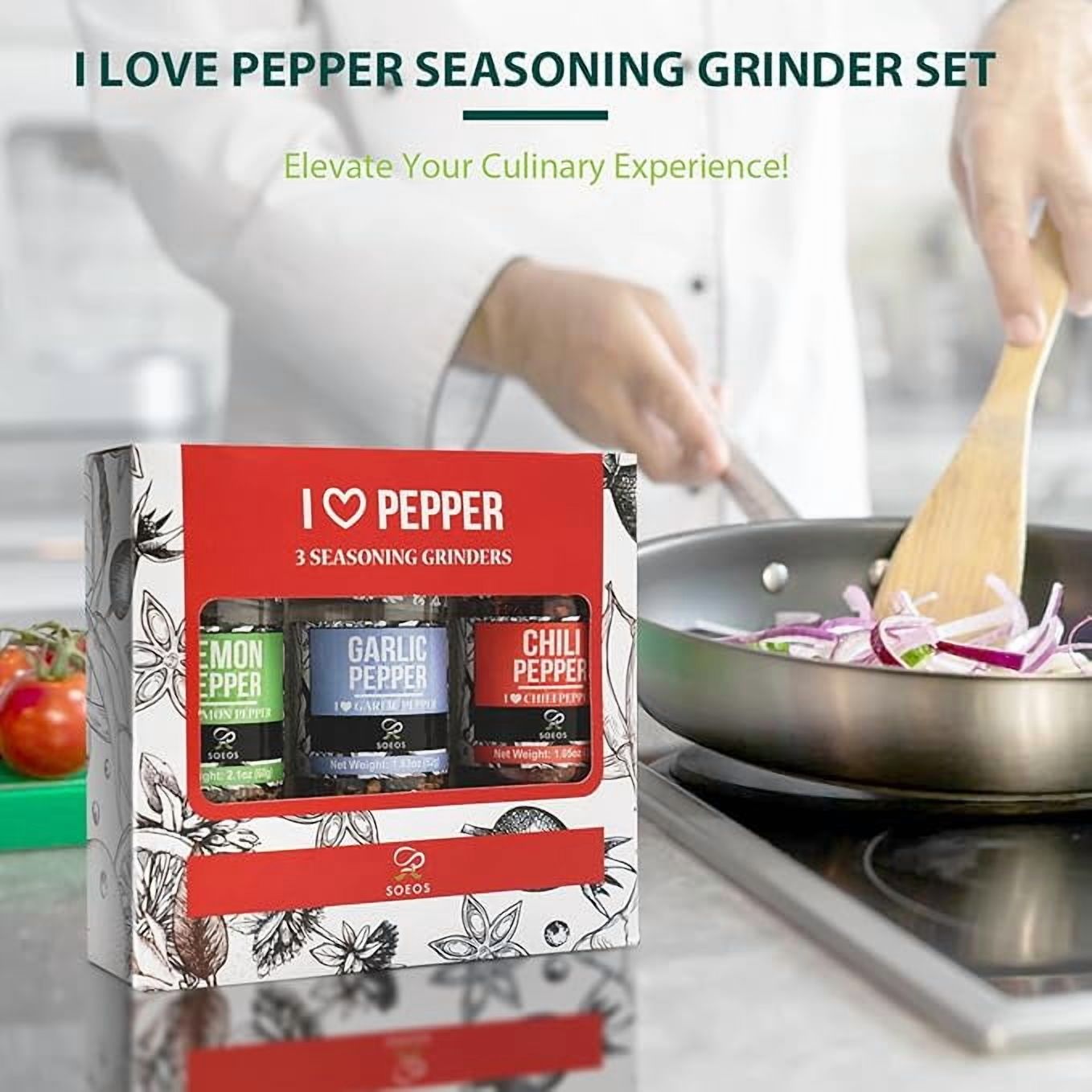 Soeos I Love Pepper Spice Seasoning Set of 3, 4.98oz (142g)