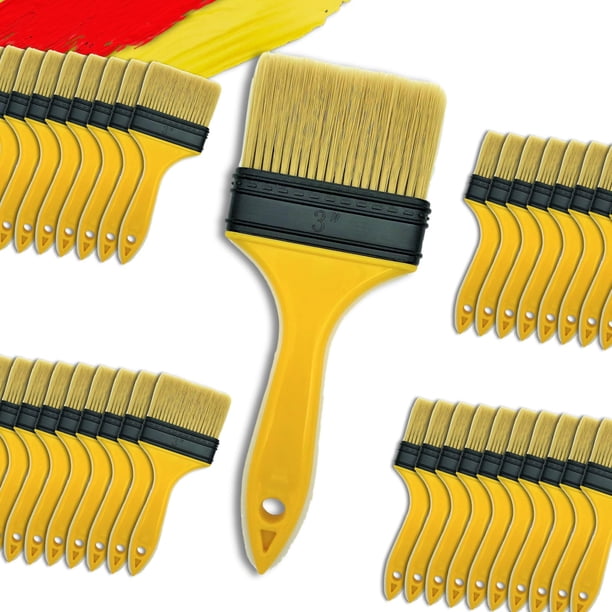 Panclub Pinceles para pintar para paredes I Juego de brochas para virutas, 3 pulgadas, paquete de 20 I S.Chip Brush Nunca pierdas las cerdas I 100% plástico I Para pegamentos de pintura, manchas y un