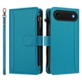 thumbnail image 2 of For iPhone Air Wallet Phone Case-PU Leather Magnetic Flip Cover with 9 Credit Card Slots,Zipper Pocket & Detachable Wrist Strap,Shockproof,Turquoise,For iPhone Air, 2 of 7