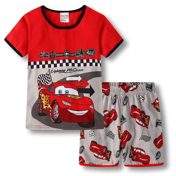 Nuevos pijamas de verano para niños, ropa de dormir para niños, conjunto de bebés, Pijamas de manga corta de coches para niños y niñas, ropa de dormir de algodón, conjuntos de Pijamas